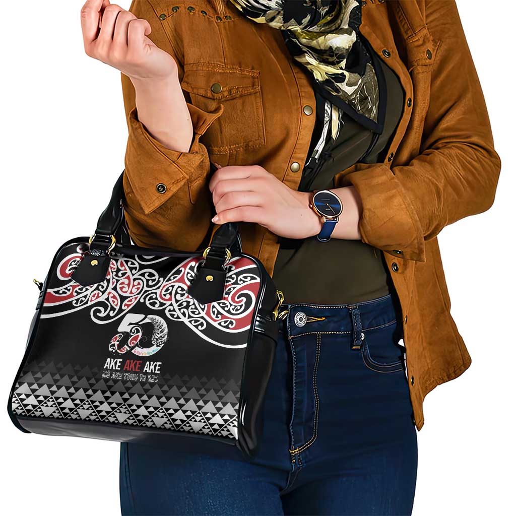 Kia Kaha Te Reo Maori Shoulder Handbag 50 Years Mo Ake Tonu Te Reo - Polynesian Pride