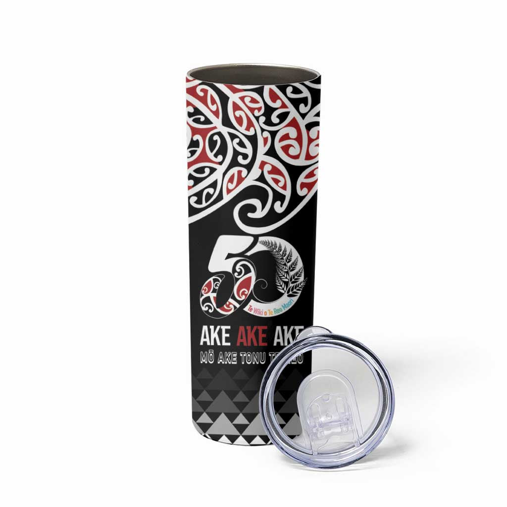 Kia Kaha Te Reo Maori Skinny Tumbler 50 Years Mo Ake Tonu Te Reo LT7 - Polynesian Pride