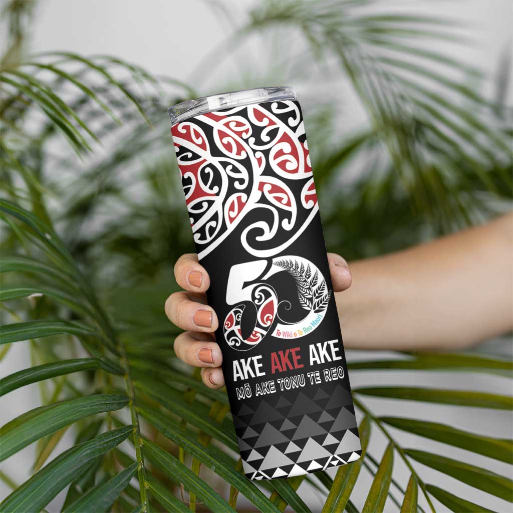 Kia Kaha Te Reo Maori Skinny Tumbler 50 Years Mo Ake Tonu Te Reo LT7 - Polynesian Pride