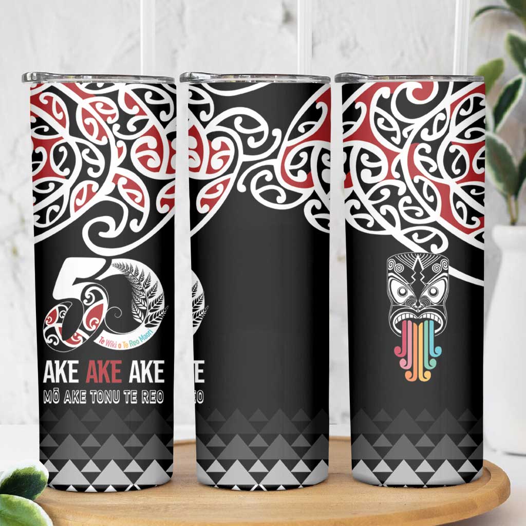 Kia Kaha Te Reo Maori Skinny Tumbler 50 Years Mo Ake Tonu Te Reo LT7 - Polynesian Pride