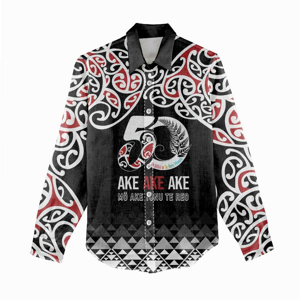 Kia Kaha Te Reo Maori Women Casual Shirt 50 Years Mo Ake Tonu Te Reo LT7 - Polynesian Pride