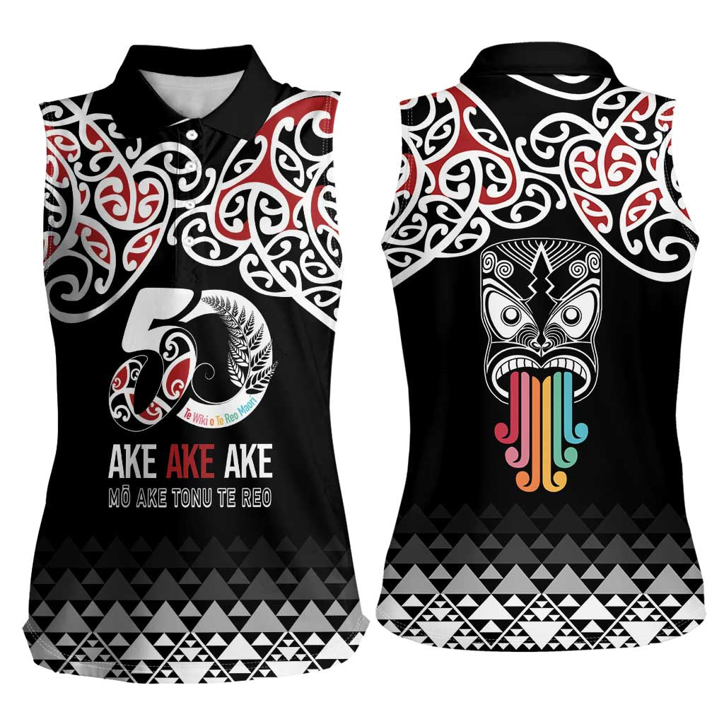 Kia Kaha Te Reo Maori Women Sleeveless Polo Shirt 50 Years Mo Ake Tonu Te Reo LT7 - Polynesian Pride