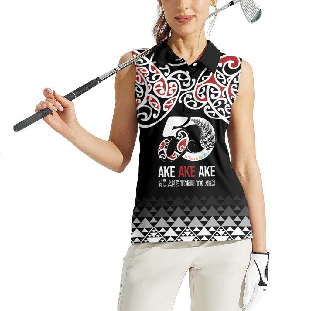 Kia Kaha Te Reo Maori Women Sleeveless Polo Shirt 50 Years Mo Ake Tonu Te Reo LT7 - Polynesian Pride