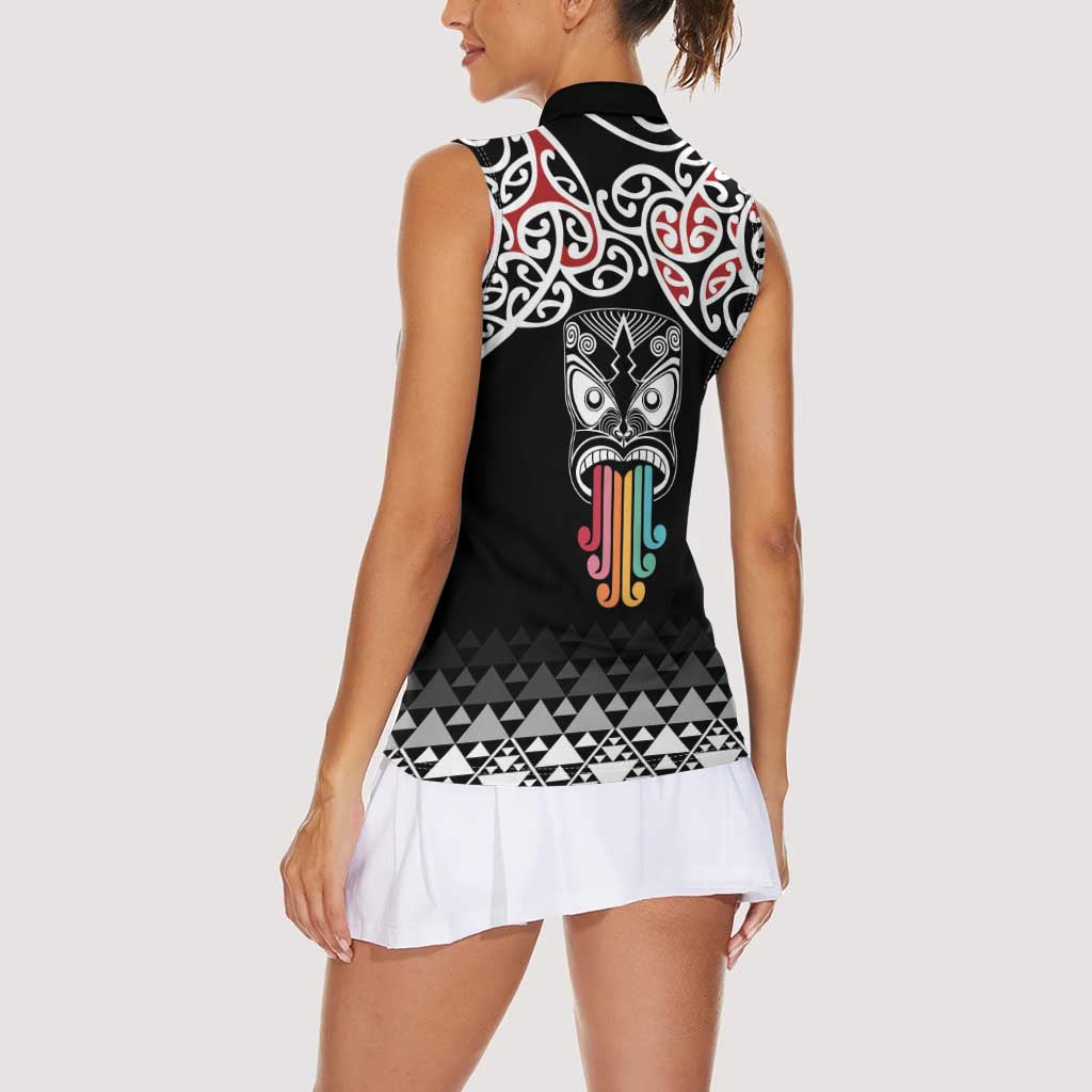 Kia Kaha Te Reo Maori Women Sleeveless Polo Shirt 50 Years Mo Ake Tonu Te Reo LT7 - Polynesian Pride