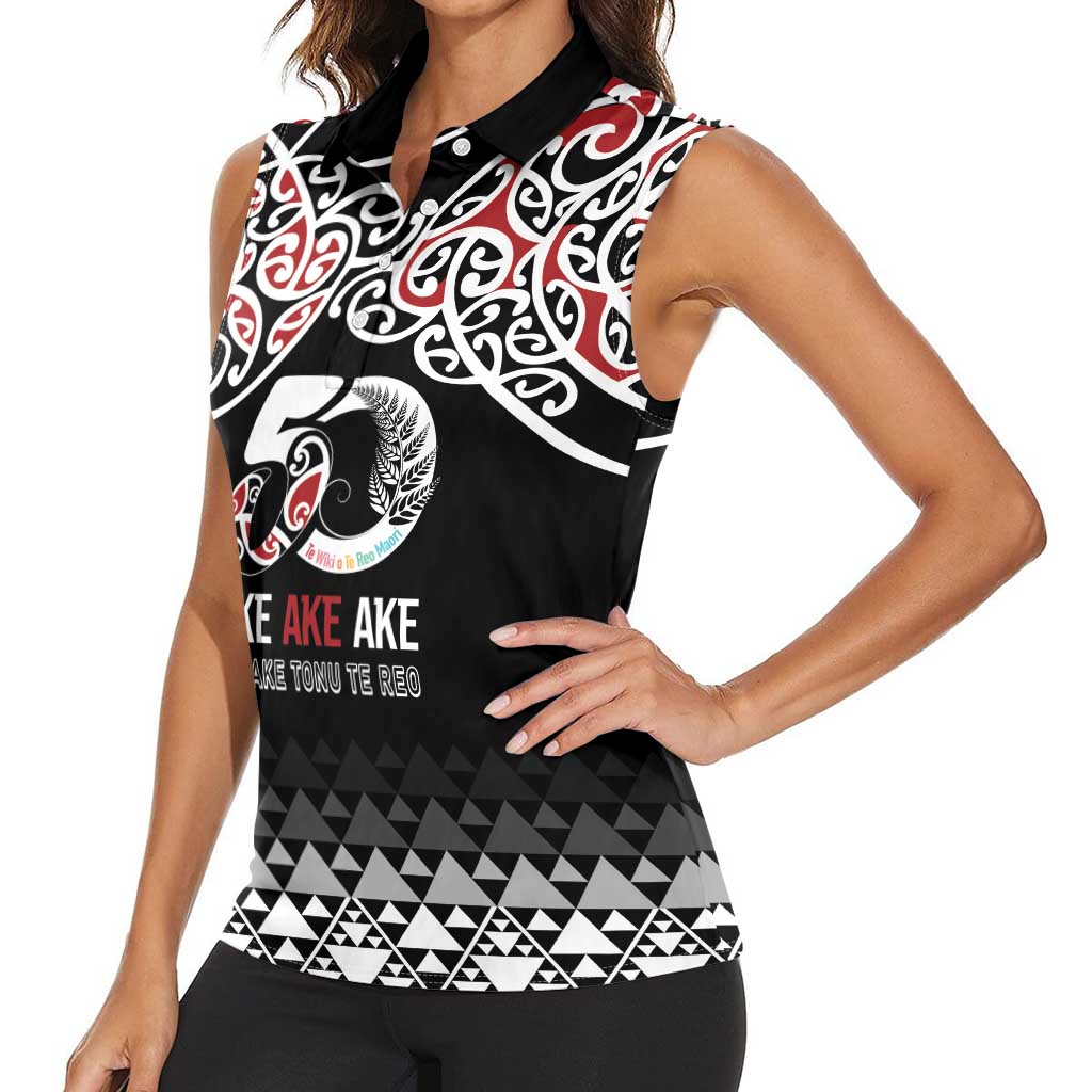 Kia Kaha Te Reo Maori Women Sleeveless Polo Shirt 50 Years Mo Ake Tonu Te Reo LT7 - Polynesian Pride