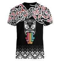 Kia Kaha Te Reo Maori Women V-Neck T-Shirt 50 Years Mo Ake Tonu Te Reo LT7 - Polynesian Pride