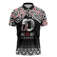 Kia Kaha Te Reo Maori Zipper Polo Shirt 50 Years Mo Ake Tonu Te Reo LT7 Black - Polynesian Pride