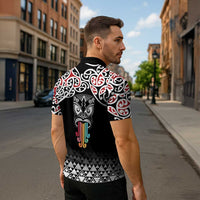 Kia Kaha Te Reo Maori Zipper Polo Shirt 50 Years Mo Ake Tonu Te Reo LT7 - Polynesian Pride