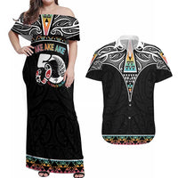 50 Years Kia Kaha Te Reo Maori Couples Matching Off Shoulder Maxi Dress and Hawaiian Shirt Ake Ake Ake! LT7 White - Polynesian Pride