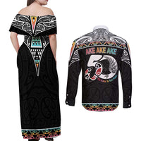 50 Years Kia Kaha Te Reo Maori Couples Matching Off Shoulder Maxi Dress and Long Sleeve Button Shirt Ake Ake Ake! LT7 - Polynesian Pride