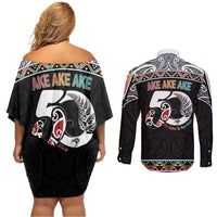 50 Years Kia Kaha Te Reo Maori Couples Matching Off Shoulder Short Dress and Long Sleeve Button Shirt Ake Ake Ake! LT7 - Polynesian Pride