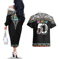 50 Years Kia Kaha Te Reo Maori Couples Matching Off The Shoulder Long Sleeve Dress and Hawaiian Shirt Ake Ake Ake! LT7 - Polynesian Pride