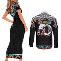 50 Years Kia Kaha Te Reo Maori Couples Matching Short Sleeve Bodycon Dress and Long Sleeve Button Shirt Ake Ake Ake! LT7 - Polynesian Pride
