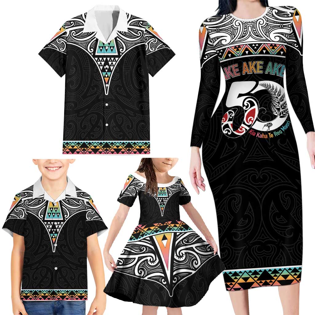 50 Years Kia Kaha Te Reo Maori Family Matching Long Sleeve Bodycon Dress and Hawaiian Shirt Ake Ake Ake! LT7 - Polynesian Pride