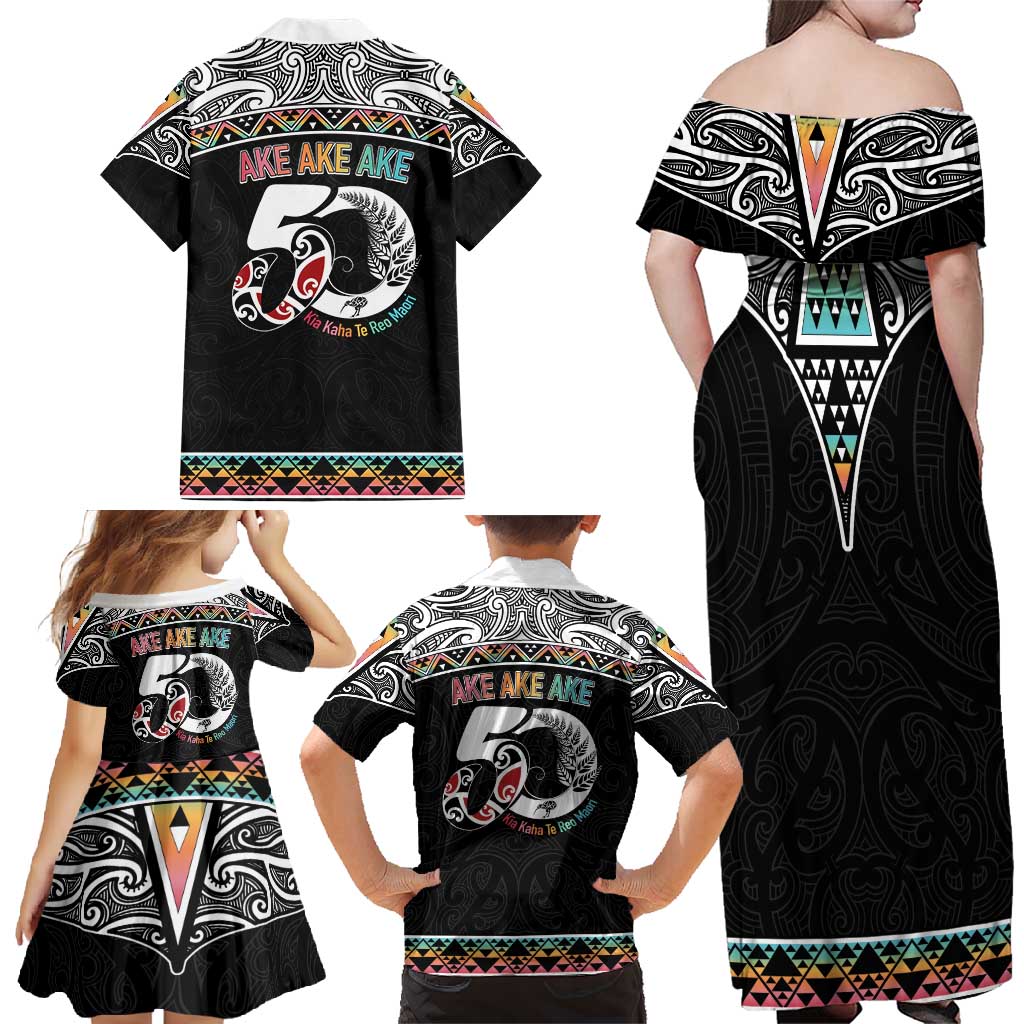 50 Years Kia Kaha Te Reo Maori Family Matching Off Shoulder Maxi Dress and Hawaiian Shirt Ake Ake Ake! LT7 - Polynesian Pride