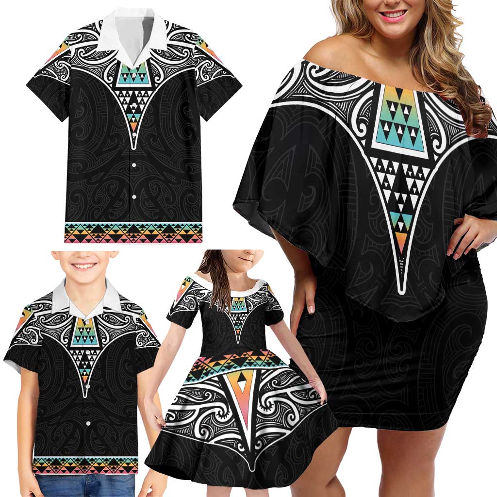 50 Years Kia Kaha Te Reo Maori Family Matching Off Shoulder Short Dress and Hawaiian Shirt Ake Ake Ake! LT7 - Polynesian Pride