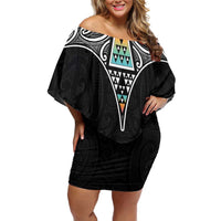 50 Years Kia Kaha Te Reo Maori Family Matching Off Shoulder Short Dress and Hawaiian Shirt Ake Ake Ake! LT7 Mom's Dress White - Polynesian Pride