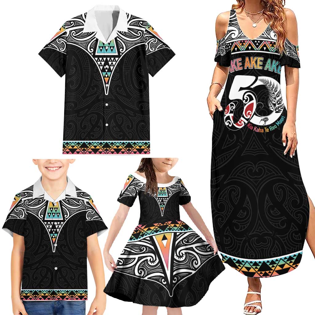 50 Years Kia Kaha Te Reo Maori Family Matching Summer Maxi Dress and Hawaiian Shirt Ake Ake Ake! LT7 - Polynesian Pride