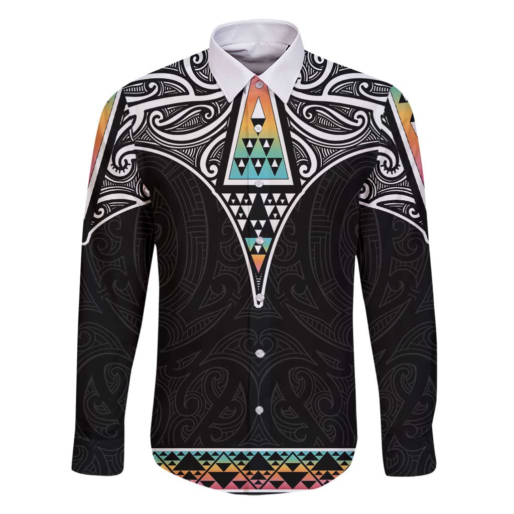 50 Years Kia Kaha Te Reo Maori Family Matching Tank Maxi Dress and Hawaiian Shirt Ake Ake Ake! LT7 Dad's Shirt - Long Sleeve White - Polynesian Pride