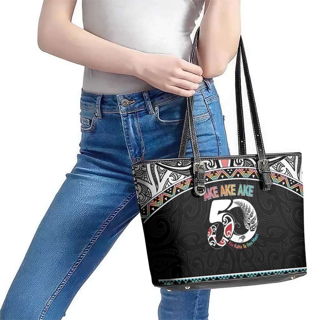 50 Years Kia Kaha Te Reo Maori Leather Tote Bag Ake Ake Ake! - Polynesian Pride