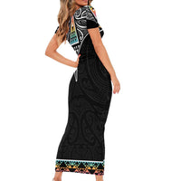 50 Years Kia Kaha Te Reo Maori Short Sleeve Bodycon Dress Ake Ake Ake! - Polynesian Pride