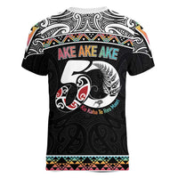 50 Years Kia Kaha Te Reo Maori Women V-Neck T-Shirt Ake Ake Ake! LT7 - Polynesian Pride