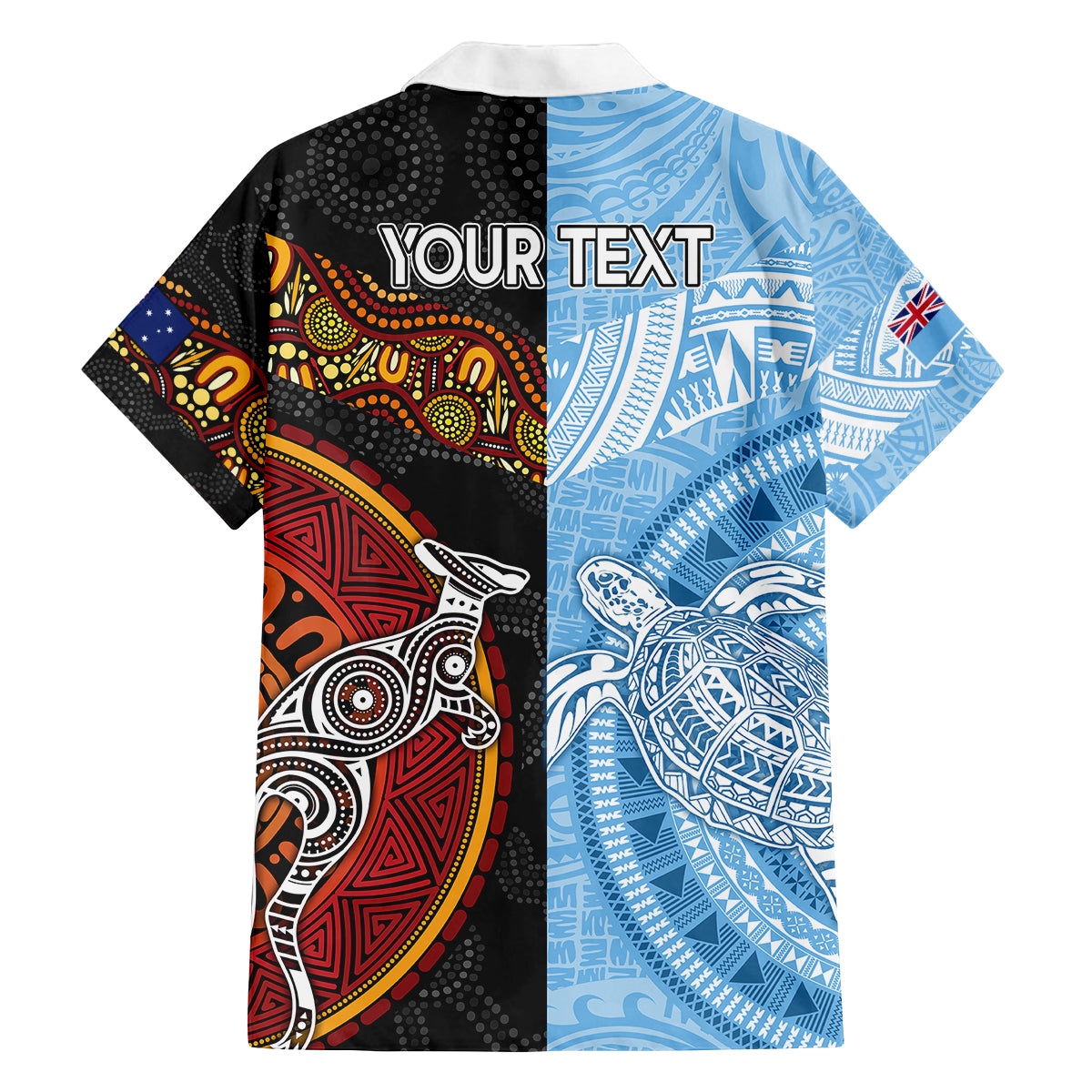 Personalised Fiji and Australia Family Matching Summer Maxi Dress and Hawaiian Shirt Masi Patterns Mix Aboriginal Art LT7 - Polynesian Pride
