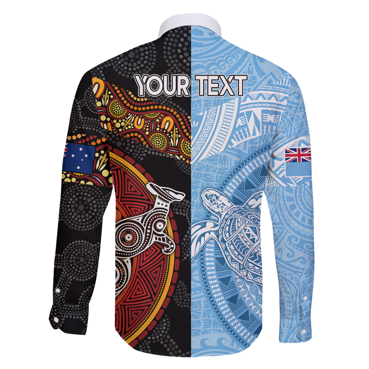 Personalised Fiji and Australia Family Matching Summer Maxi Dress and Hawaiian Shirt Masi Patterns Mix Aboriginal Art LT7 - Polynesian Pride
