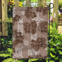 Vintage Hawaii Garden Flag Hibiscus Mix Hawaiian Quilt Patches - Brown LT7 Garden Flag Brown - Polynesian Pride