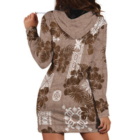 Vintage Hawaii Hoodie Dress Hibiscus Mix Hawaiian Quilt Patches - Brown LT7 - Polynesian Pride