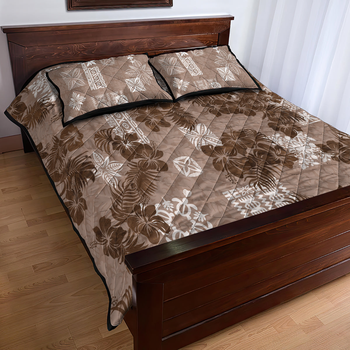 vintage-hawaii-quilt-bed-set-hibiscus-mix-hawaiian-quilt-patches-brown