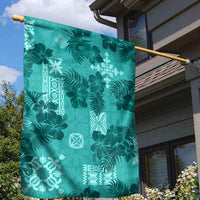 Vintage Hawaii Garden Flag Hibiscus Mix Hawaiian Quilt Patches - Teal LT7 - Polynesian Pride