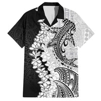 Polynesian Plumeria Lei Family Matching Long Sleeve Bodycon Dress and Hawaiian Shirt with Hammerhead Shark LT7 Dad's Shirt - Short Sleeve Black - Polynesian Pride