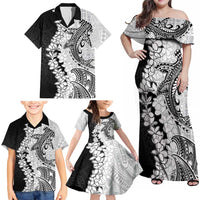 Polynesian Plumeria Lei Family Matching Off Shoulder Maxi Dress and Hawaiian Shirt with Hammerhead Shark LT7 - Polynesian Pride