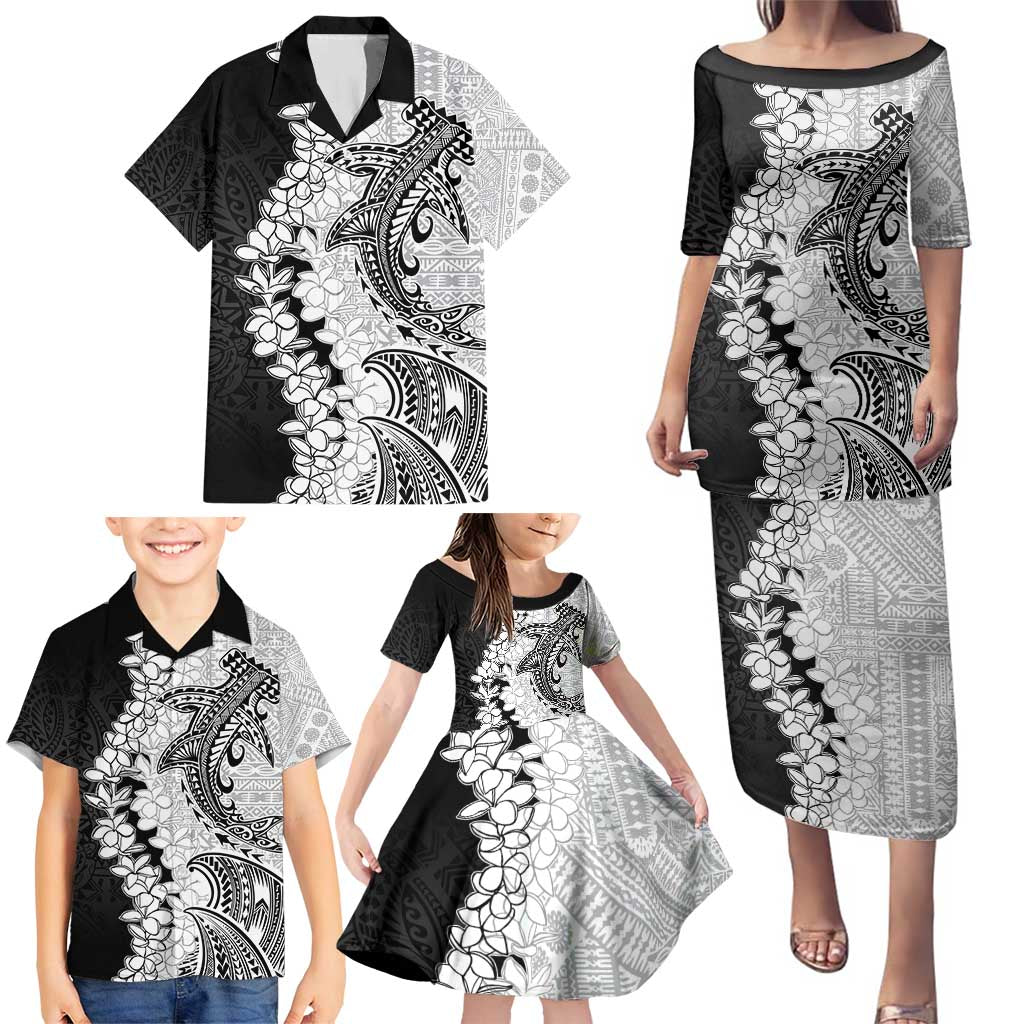 Polynesian Plumeria Lei Family Matching Puletasi and Hawaiian Shirt with Hammerhead Shark LT7 - Polynesian Pride