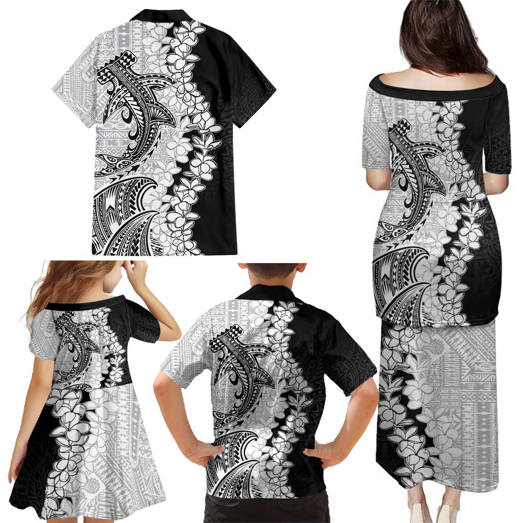 Polynesian Plumeria Lei Family Matching Puletasi and Hawaiian Shirt with Hammerhead Shark LT7 - Polynesian Pride