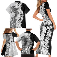 Polynesian Plumeria Lei Family Matching Short Sleeve Bodycon Dress and Hawaiian Shirt with Hammerhead Shark LT7 - Polynesian Pride