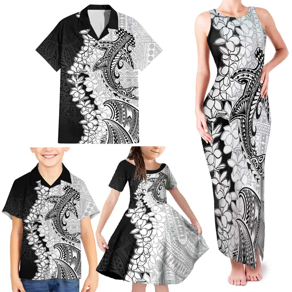 Polynesian Plumeria Lei Family Matching Tank Maxi Dress and Hawaiian Shirt with Hammerhead Shark LT7 - Polynesian Pride