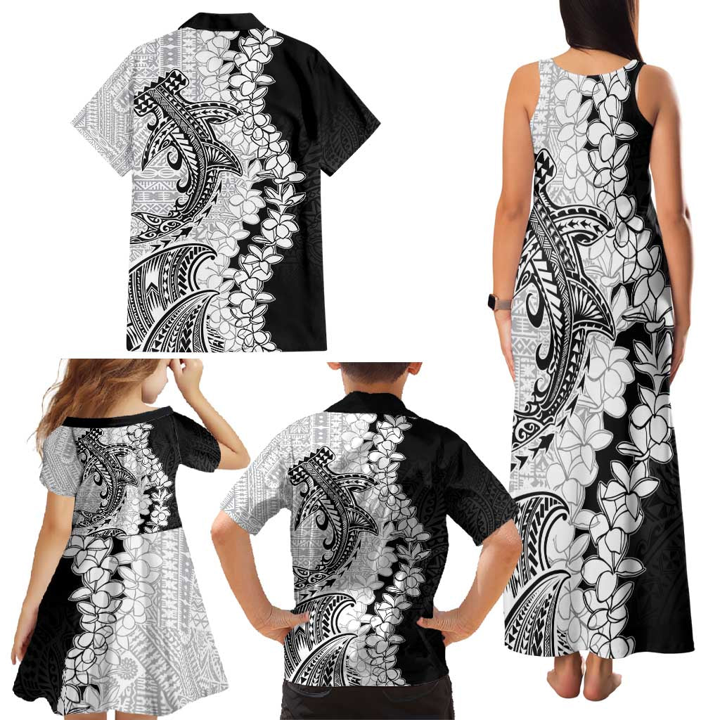 Polynesian Plumeria Lei Family Matching Tank Maxi Dress and Hawaiian Shirt with Hammerhead Shark LT7 - Polynesian Pride