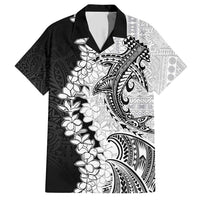 Polynesian Plumeria Lei Hawaiian Shirt with Hammerhead Shark LT7 Black - Polynesian Pride