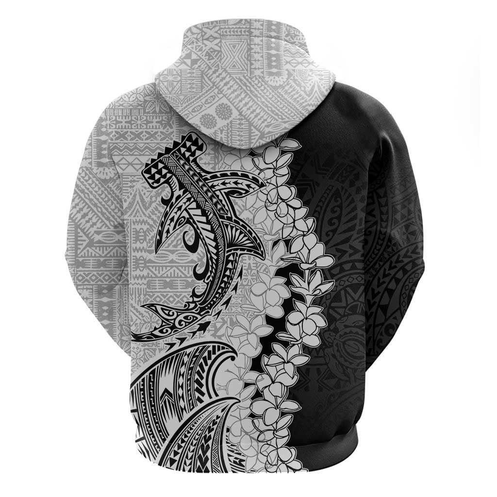 Polynesian Plumeria Lei Hoodie with Hammerhead Shark LT7 - Polynesian Pride