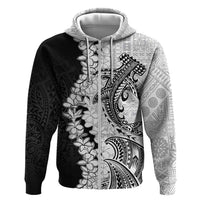Polynesian Plumeria Lei Hoodie with Hammerhead Shark LT7 Zip Hoodie Black - Polynesian Pride