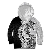 Polynesian Plumeria Lei Kid Hoodie with Hammerhead Shark LT7 Hoodie Black - Polynesian Pride