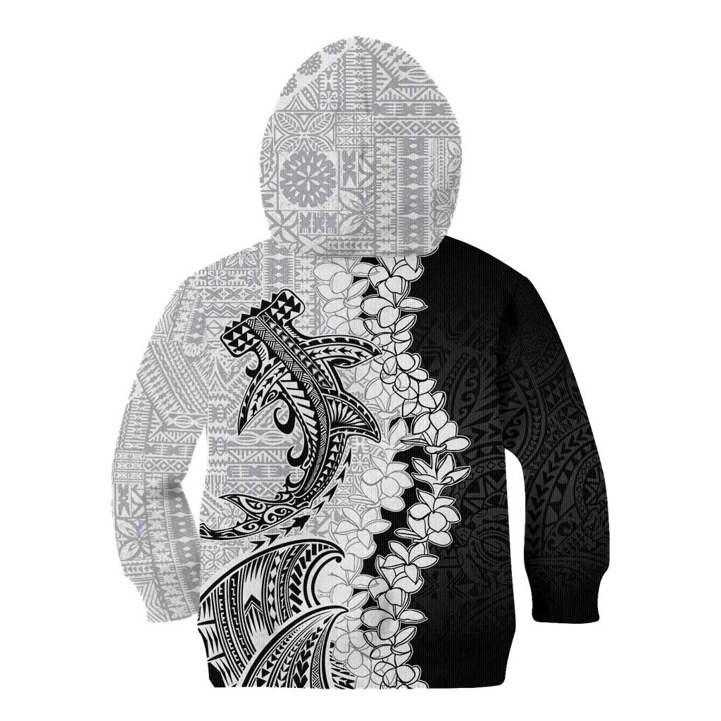 Polynesian Plumeria Lei Kid Hoodie with Hammerhead Shark LT7 - Polynesian Pride