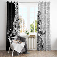 Polynesian Plumeria Lei Window Curtain with Hammerhead Shark