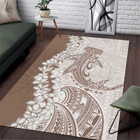 Polynesian Beige Plumeria Lei Area Rug with Hammerhead Shark LT7 Beige - Polynesian Pride