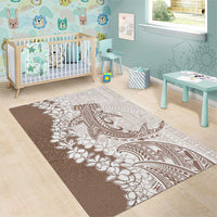 Polynesian Beige Plumeria Lei Area Rug with Hammerhead Shark LT7 - Polynesian Pride