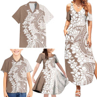 Polynesian Beige Plumeria Lei Family Matching Summer Maxi Dress and Hawaiian Shirt with Hammerhead Shark LT7 - Polynesian Pride