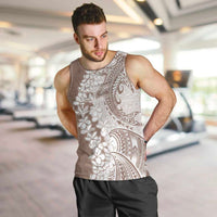 Polynesian Beige Plumeria Lei Men Tank Top with Hammerhead Shark LT7 Beige - Polynesian Pride