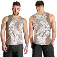Polynesian Beige Plumeria Lei Men Tank Top with Hammerhead Shark LT7 - Polynesian Pride